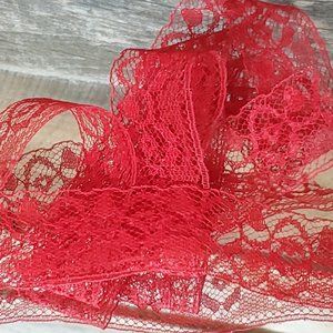 Chantilly Lace Trim - 1" x 5 yards - Red Floral